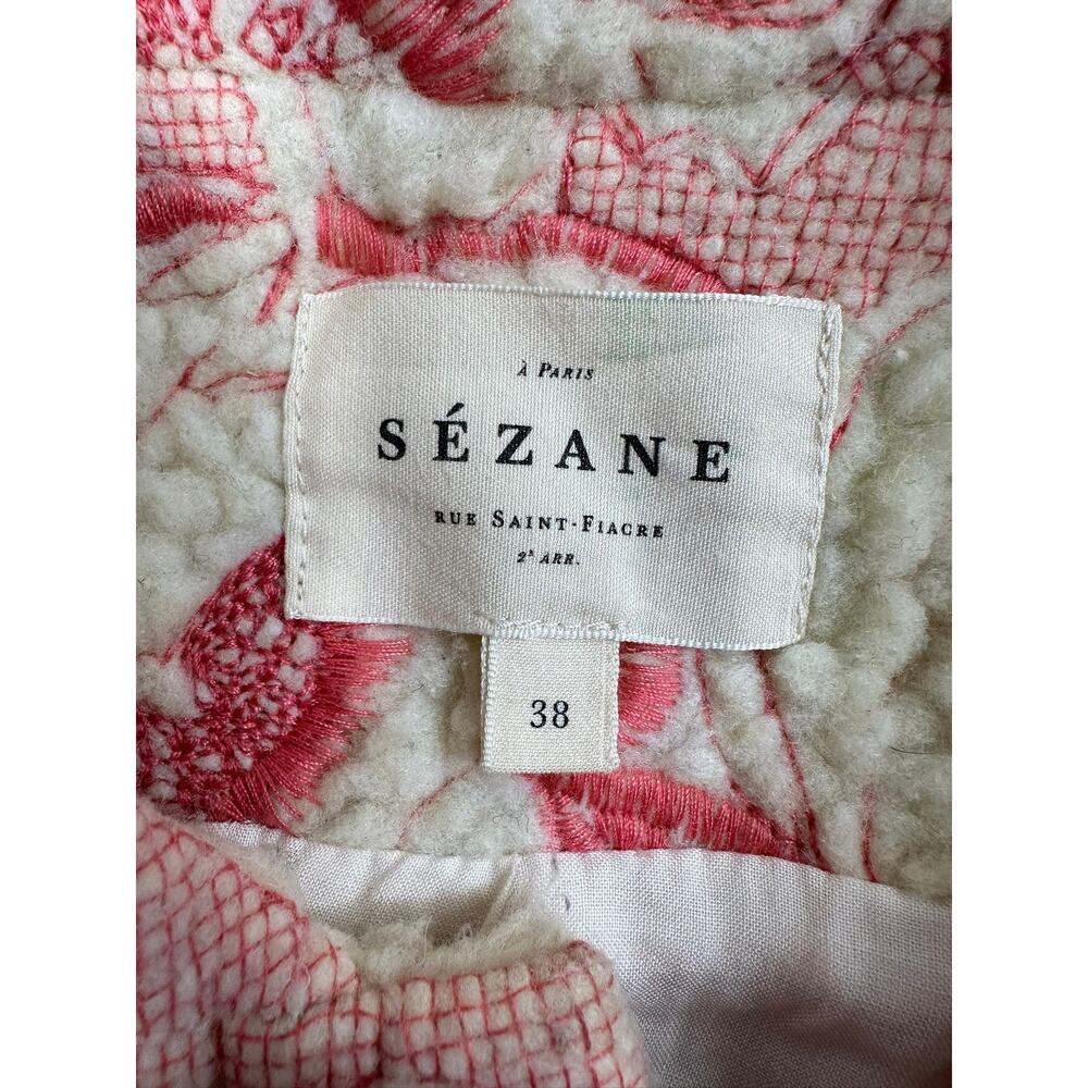Sezane Nael Jacket in Rosewood Ecru White Pink Floral Button Front 38/Med - Picture 4 of 7